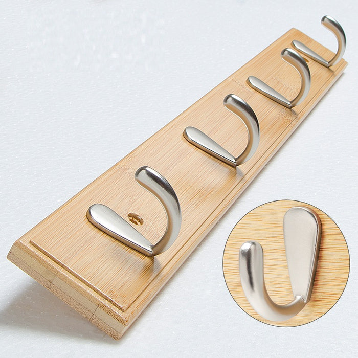 Porte-Manteau Mural en Bambou avec Crochets Métalliques – Porte-Manteau Gain de Place Sans Perçage