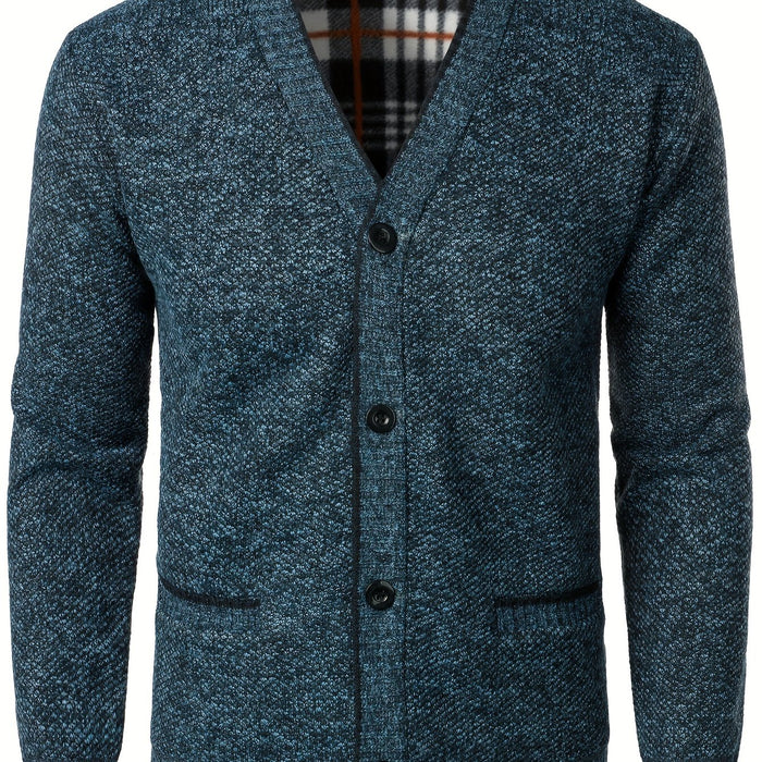 Herrstickad kofta med knappar - Varm och bekväm för höst och vinter