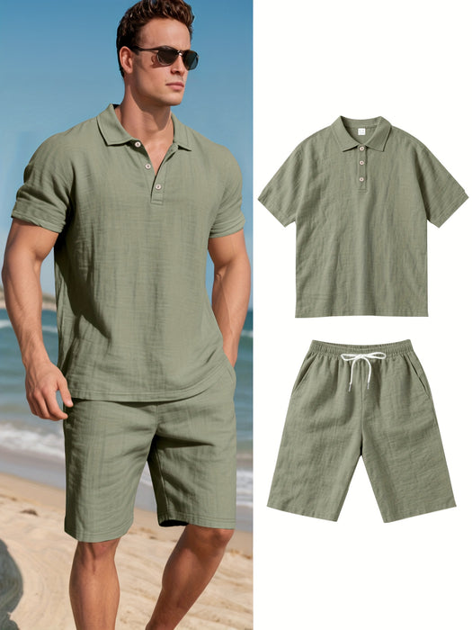 Heren Linnen Polo en Shorts Set – Comfortabel en Casual voor Warme Dagen