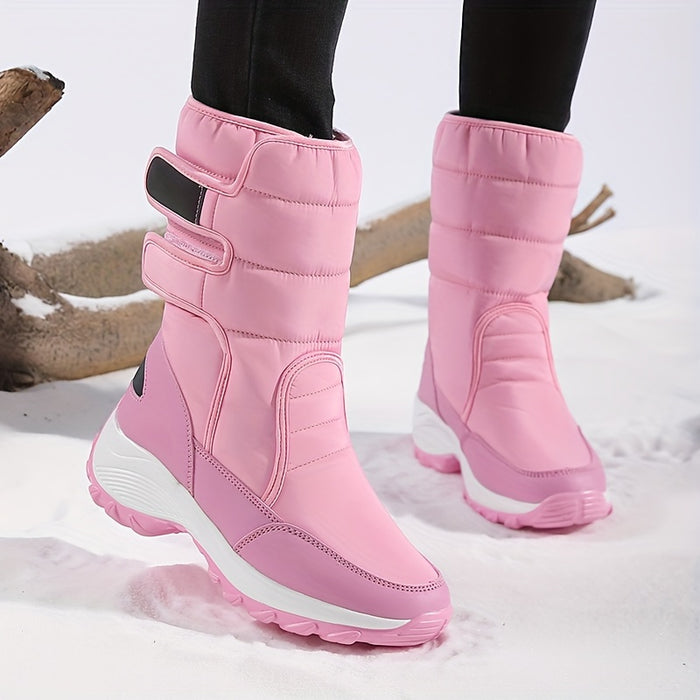 Dames Mid-Cut Snow Boots – Warme Winterlaarzen met Anti-Slip Zool en Klittenbandsluiting