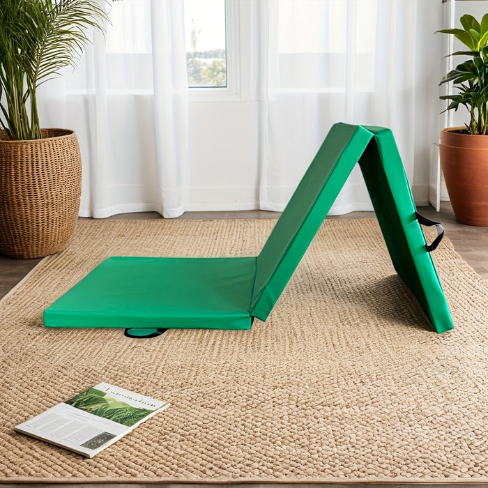 Draagbare drieluik yogamat met dikke vulling, antislip PU oppervlak en handvat