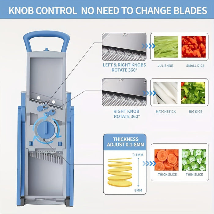 Multifunctionele Groentesnijder – Veilig, Verstelbaar en Met Grote Opvangcapaciteit