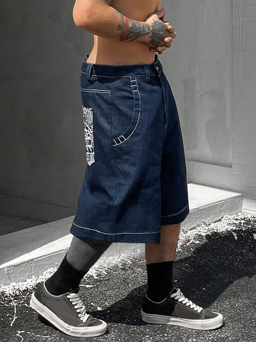 Casual Bermuda Denim Shorts – Losse Pasvorm met Stijlvolle Bloemenborduursels