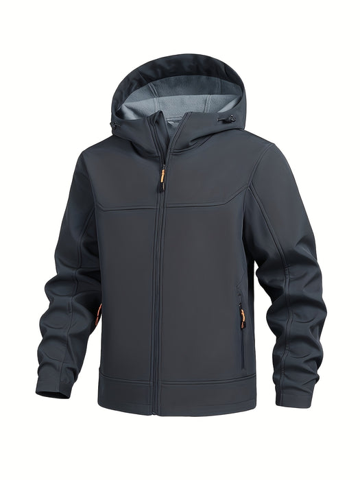 Heren outdoor softshell jas met capuchon – Sneldrogend en windwerend