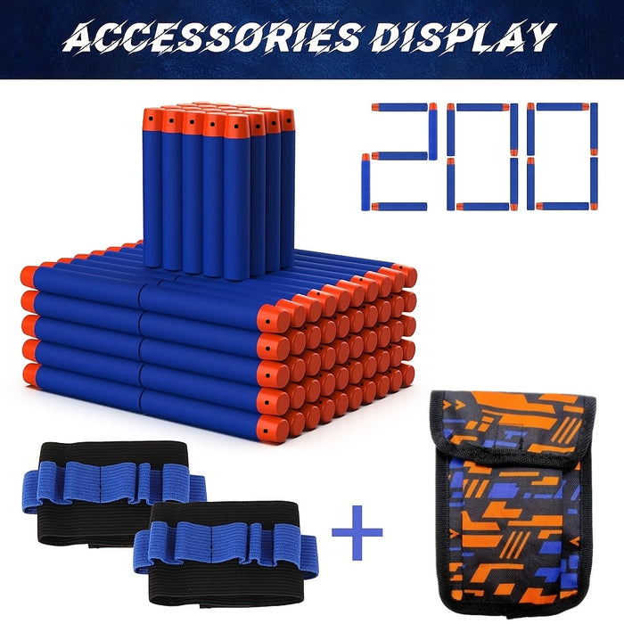 200 skumdarts til Nerf med håndledsrem og opbevaringspose til legesjov