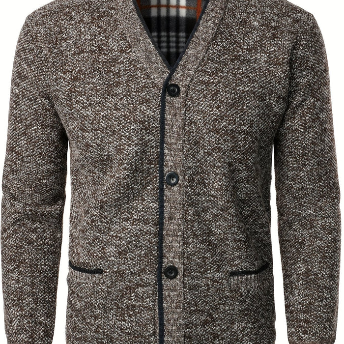 Herrstickad kofta med knappar - Varm och bekväm för höst och vinter