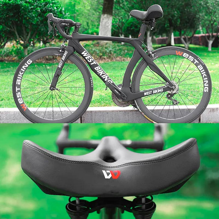 Extra Bred Bekväm Cykelsadel med Ergonomisk Design och Mjuk Fyllning