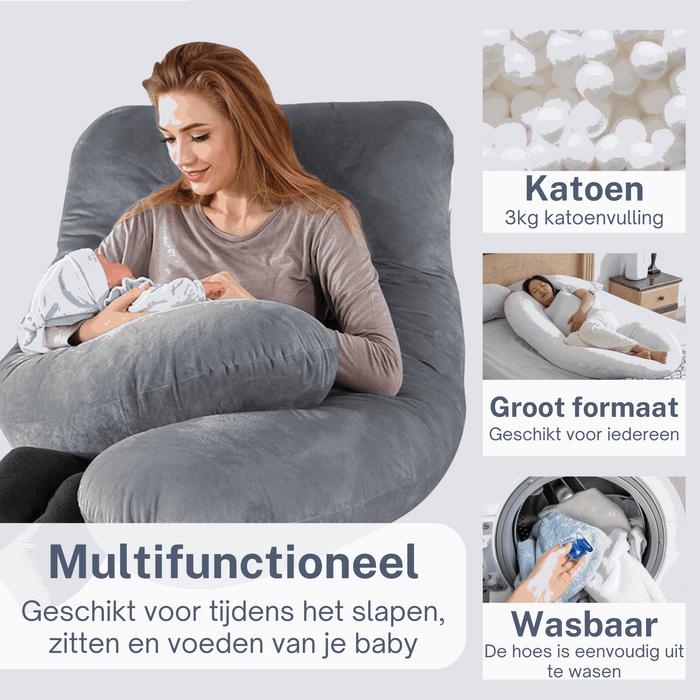 ComfortNest Zwangerschaps- en Zijslaapkussen – Extra Steun voor Mama en Baby