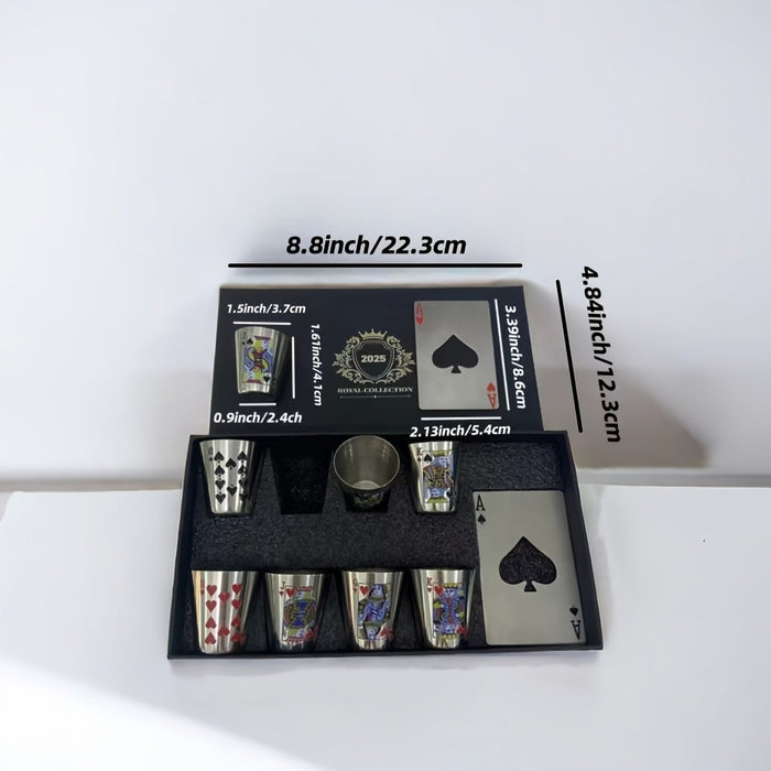 Koninklijke Speelkaarten Whiskey Glas Set – RVS & Flesopeners