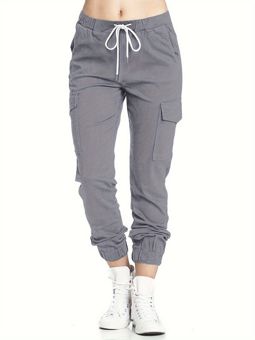 Pantalon cargo femme avec poches et coupe confortable, décontracté quotidien