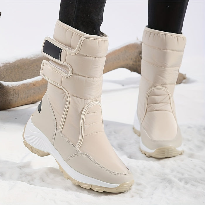 Dames Mid-Cut Snow Boots – Warme Winterlaarzen met Anti-Slip Zool en Klittenbandsluiting