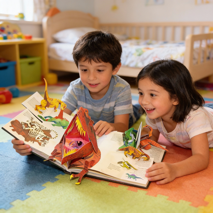 3D Pop Up-dinosauriebok med interaktiva sidor för barn Edu