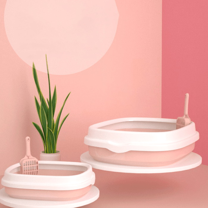 Lettiera Aperta Grande per Gatti con Bordo Rialzato e Paletta – Design Minimalista e Spazioso