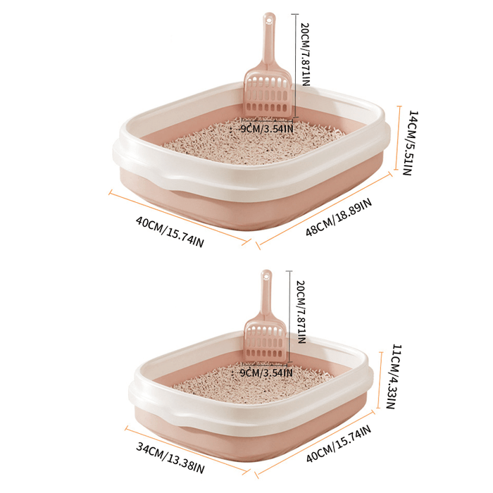 Lettiera Aperta Grande per Gatti con Bordo Rialzato e Paletta – Design Minimalista e Spazioso