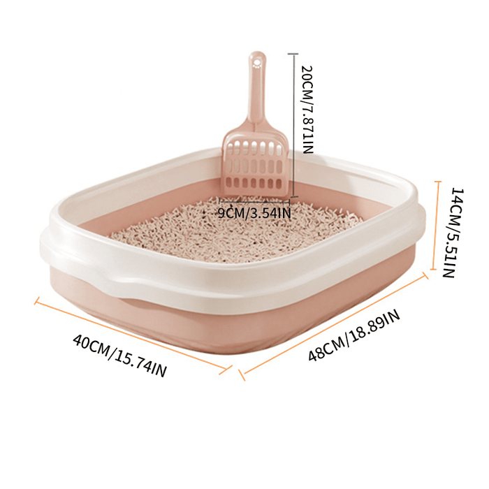 Lettiera Aperta Grande per Gatti con Bordo Rialzato e Paletta – Design Minimalista e Spazioso