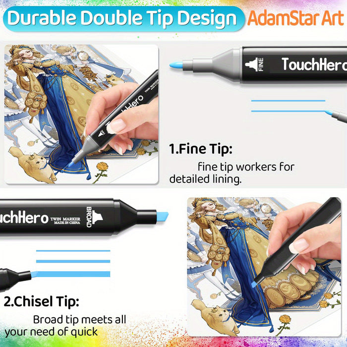 TouchHero 168 Kleuren Alcoholmarkers Set – Professioneel en Veelzijdig