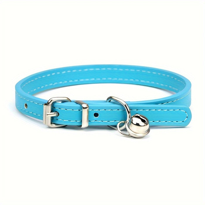 Verstelbare Kattenhalsband met Bel – Duurzaam Kunstleer en Veiligheidsbuckle voor Katten van Alle Maten