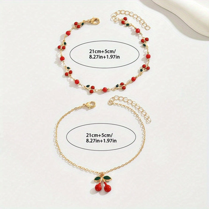 CherryTwist Dubbele Enkelband Set – Fris en Trendy