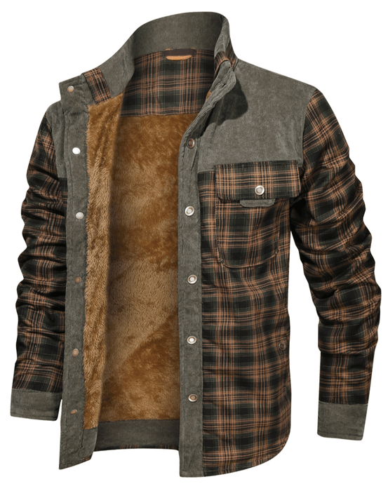 Robuuste Heren Flaneljas met Imitatiebontvoering – Warm, Slijtvast en Beschermend