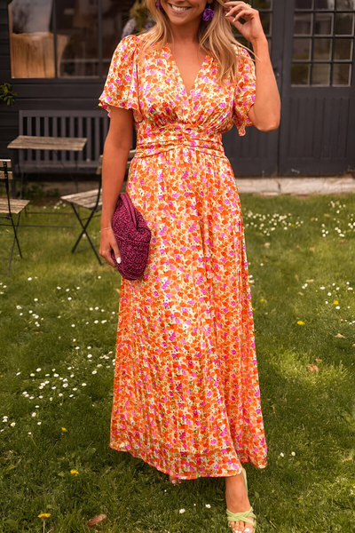 Zomerjurk voor dames, casual, mouwloos, bloemenprint, V Zomerjurk voor dames, casual, mouwloos, bloemenprint, V