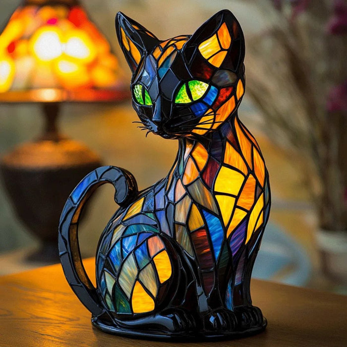 Lampe décorative pour chat avec design mosaïque et lumière d’ambiance chaude – Décoration intérieure élégante