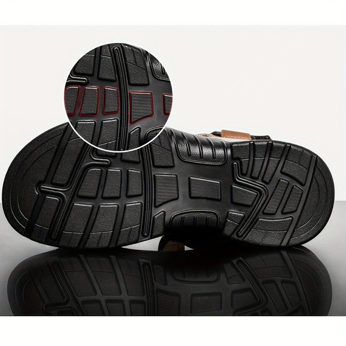 Premium Heren Leren Strandsandalen – Verstelbaar en Met Schokdemping