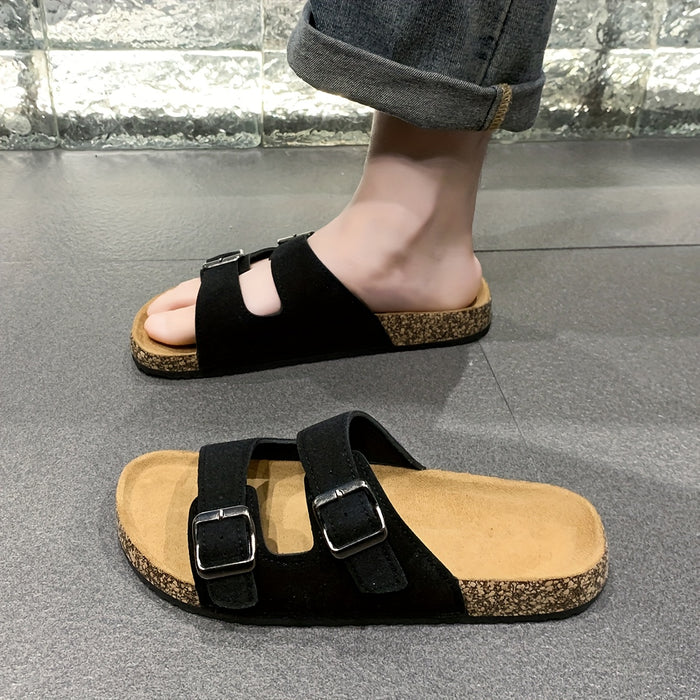 Retro Slides met Dubbele Verstelbare Gespen voor Heren  – Comfortabel en Stijlvol voor Heren