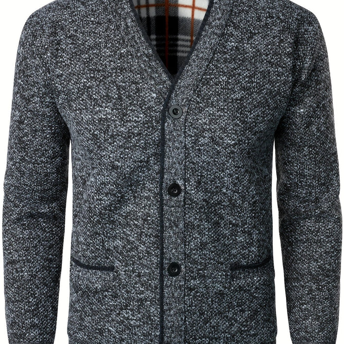 Herrstickad kofta med knappar - Varm och bekväm för höst och vinter