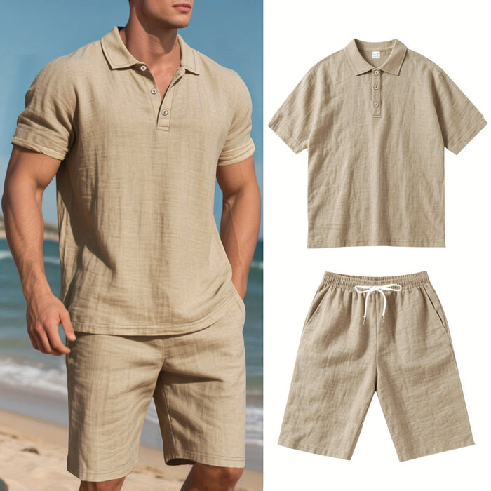 Heren Linnen Polo en Shorts Set – Comfortabel en Casual voor Warme Dagen