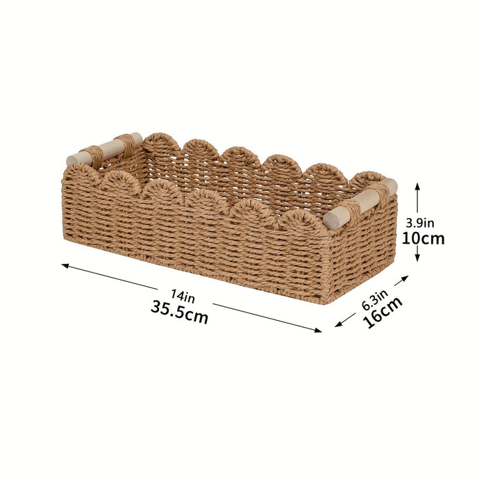 Boho vævet opbevaringskurv med viftekant – dekorativ og praktisk til ethvert interiør 