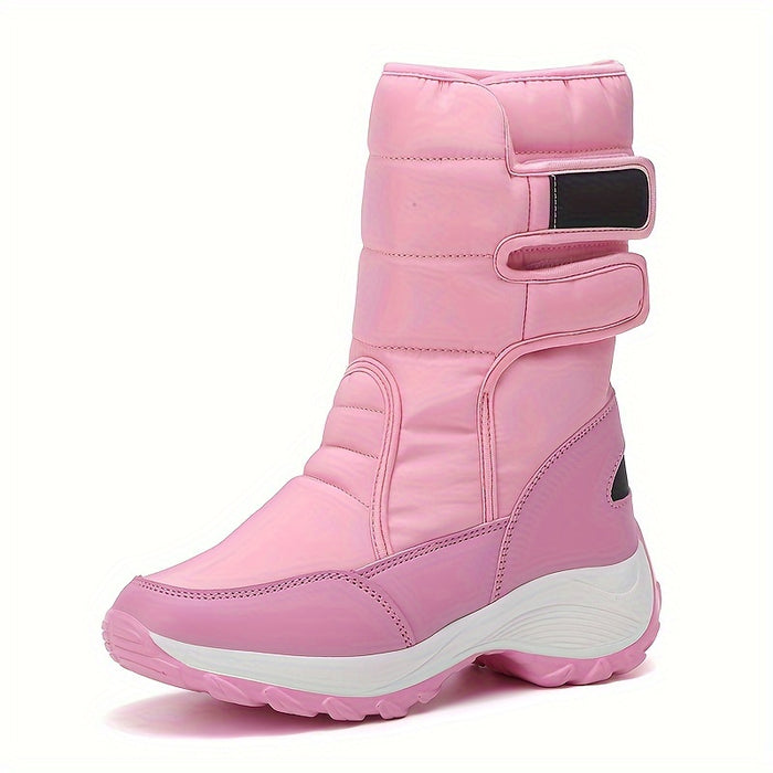 Dames Mid-Cut Snow Boots – Warme Winterlaarzen met Anti-Slip Zool en Klittenbandsluiting