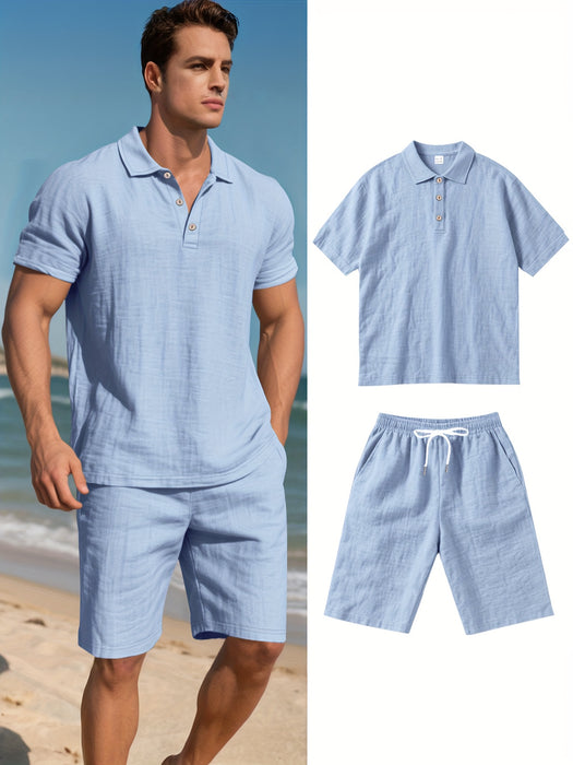 Heren Linnen Polo en Shorts Set – Comfortabel en Casual voor Warme Dagen