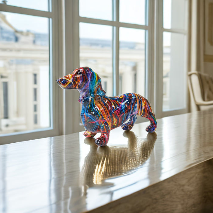 Colorful Dachshund Statue - Playful Decoration for Your Interior