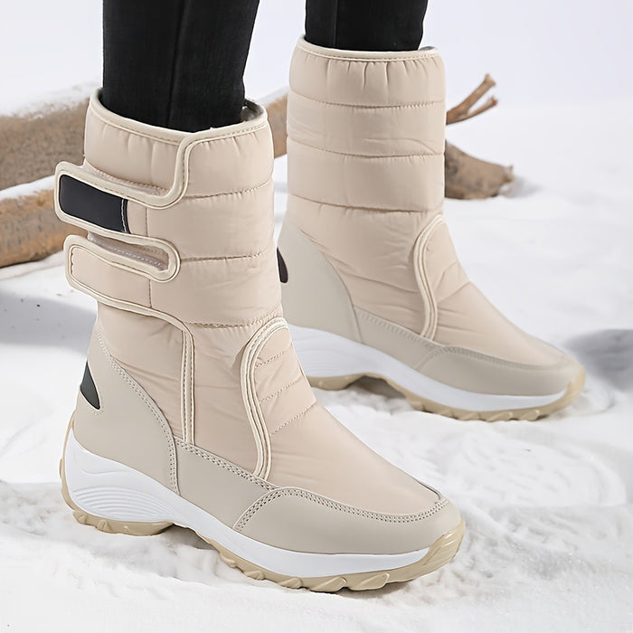 Dames Mid-Cut Snow Boots – Warme Winterlaarzen met Anti-Slip Zool en Klittenbandsluiting