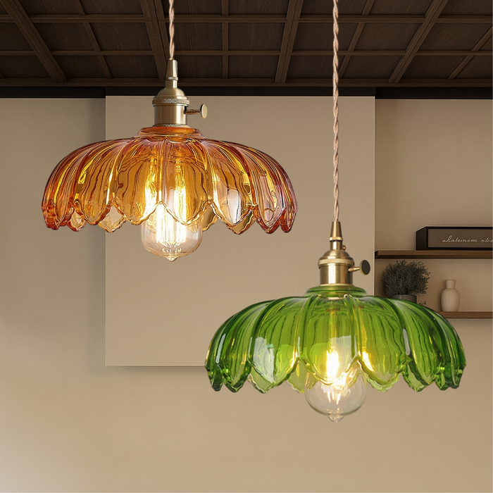 Lampada a Sospensione in Vetro a Forma di Fiore – Design Decorativo e Atmosferico