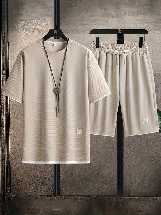 Casual Tweedelige Herenset van Wafelstof – Comfortabel en Ademend