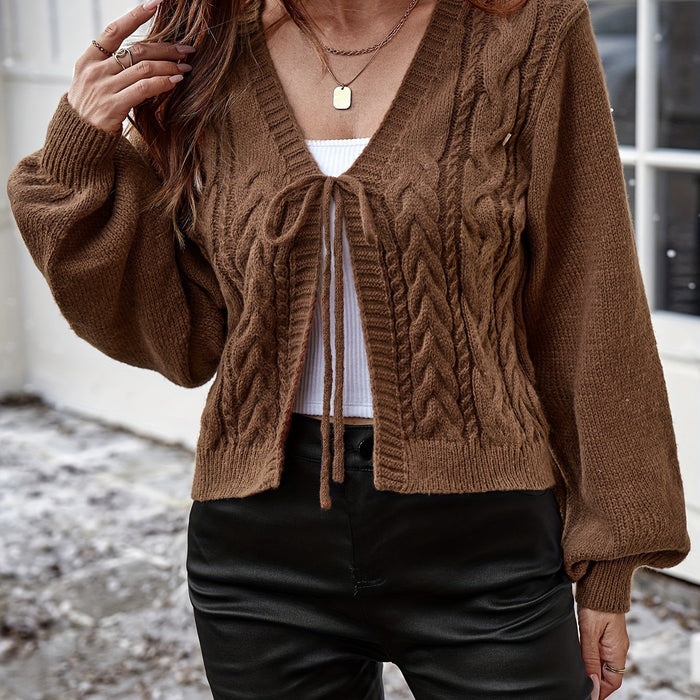 Gilet tricoté élégant pour femmes avec fermeture à nœud – Décontracté et confortable