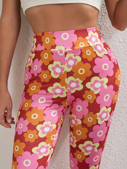 Vrolijke Bloemen Flared Broek – Stijlvol en Ademend voor Lente en Zomer