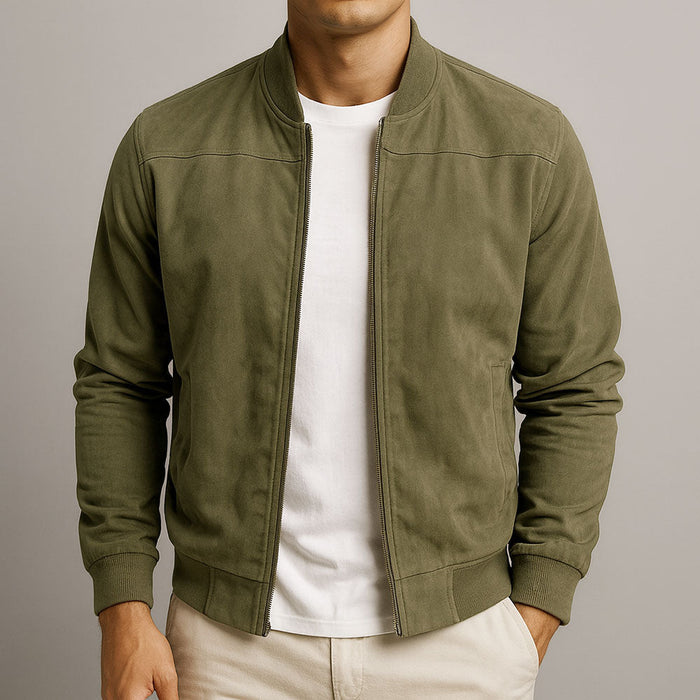 Stijlvolle Heren Zomerjas met Suède Look en Comfortabele Moderne Pasvorm