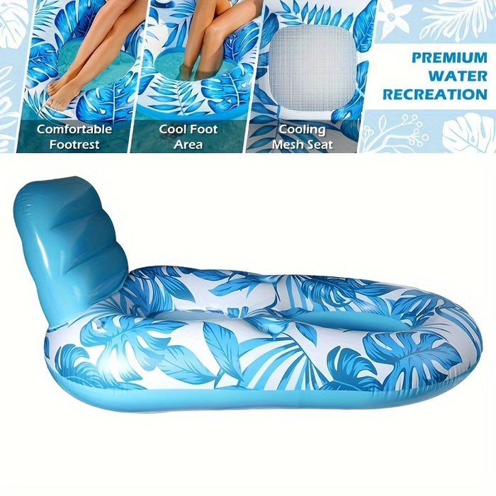 Lounge de piscine gonflable avec dossier et porte-gobelets pour une flottaison détendue