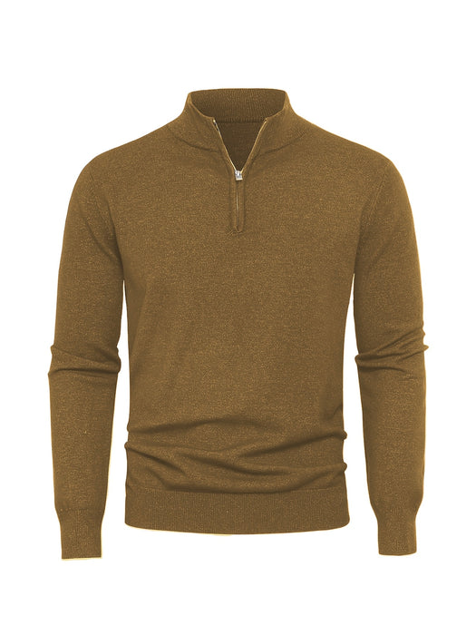 Herre strikket vest med halv glidelås – Varm høyhalset modell for høst og vinter