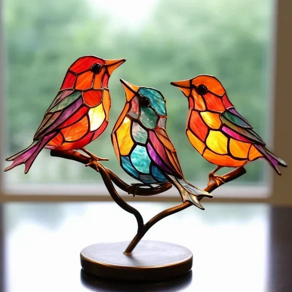 Moderne vogel tafellamp LED met gekleurd glas en decoratief design art