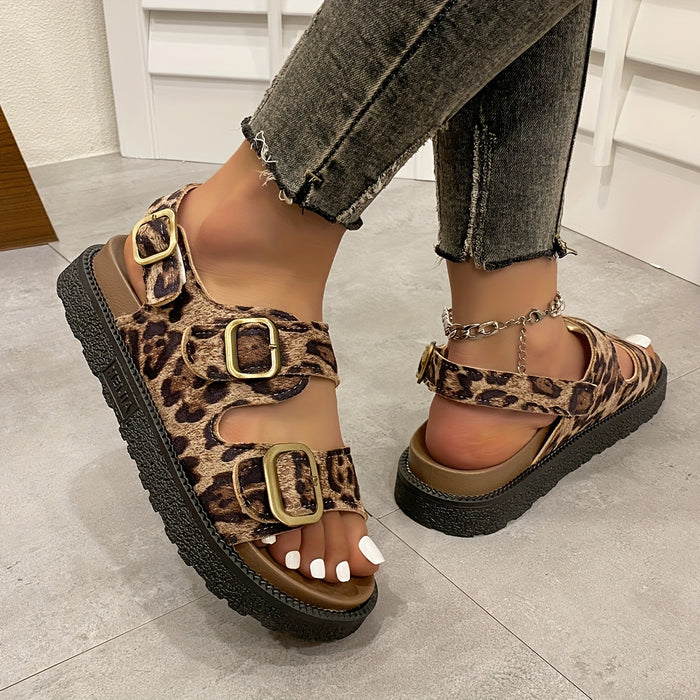 Modieuze Dames Plateau Sandalen met Luipaardprint – Comfort en Stijl in Één