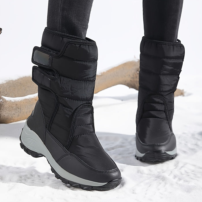 Dames Mid-Cut Snow Boots – Warme Winterlaarzen met Anti-Slip Zool en Klittenbandsluiting