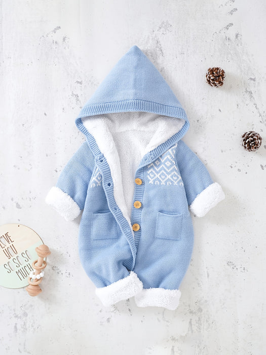 Baby gebreide jumpsuit met capuchon – Warm en comfortabel