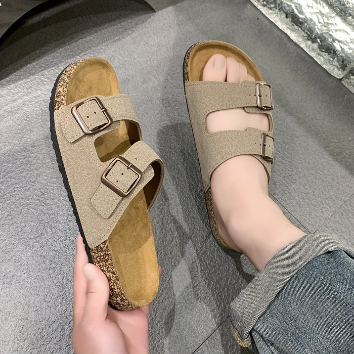 Retro Slides met Dubbele Verstelbare Gespen voor Heren  – Comfortabel en Stijlvol voor Heren