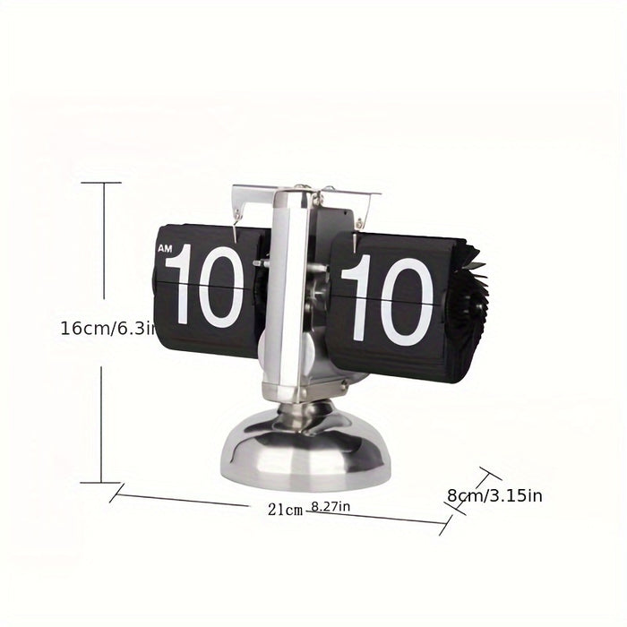 Vintage Flip Klok met Automatisch Omslaand Mechanisme – Stijlvol Tafelmodel