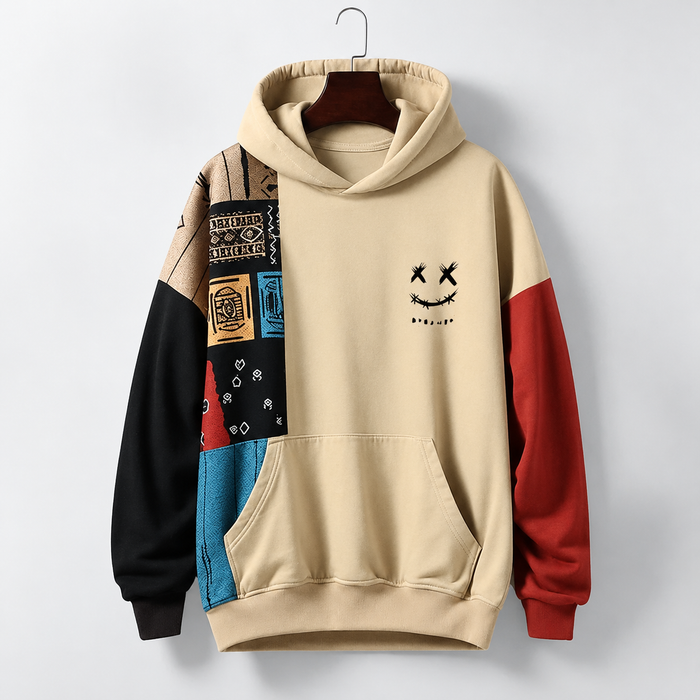 Sweat à capuche patchwork colorblock pour homme – Élégant, décontracté et confortable