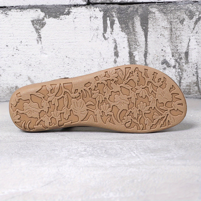 Dames Platte Sandalen met Strass Steentjes en Elastische Band in Boho Stijl