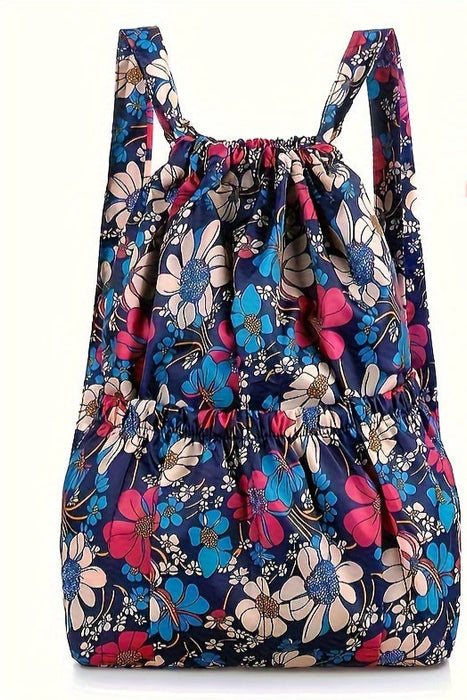 Geometrisch Nylon Rugzak met Koordsluiting – Perfect voor Reizen en Sportieve Activiteiten